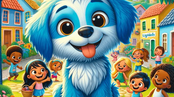 Max, o Cachorrinho Azul: A Chave da Alegria em Alegrolândia